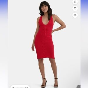 Madden nyc lace up crochet dress